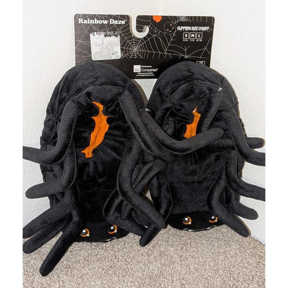 Rainbow Daze Ladies Slippers Spider Black Halloween Costume Small Size‎ 5/6 NEW